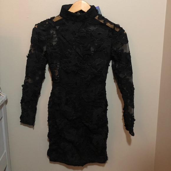 ASOS US 2  high neck lace mini dress long sleeves - Picture 3 of 6